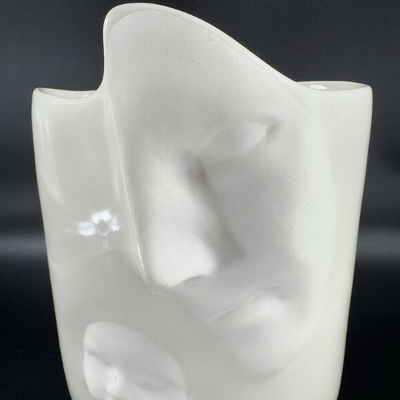 Sara Lund Face Vase Mother and Child Hand Made Stoneware Pottery Artist Signed - Picture 12 of 13